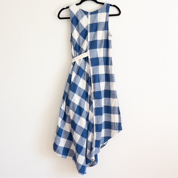 Maeve Anthropologie Cotton and Linen Asymmetrical Belted Gingham Midi Dress - Picture 12 of 15